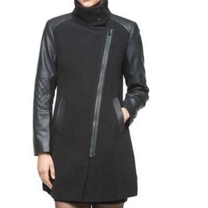 NWT Andrew Marc Adele Long Wool Jacket, Blk 10